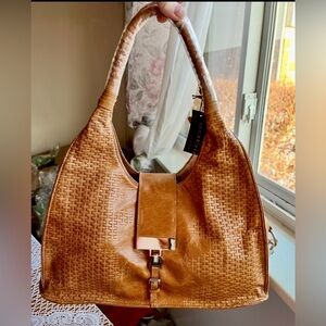 Sabina (NWT) brown leather basket weave shoulder -  purse